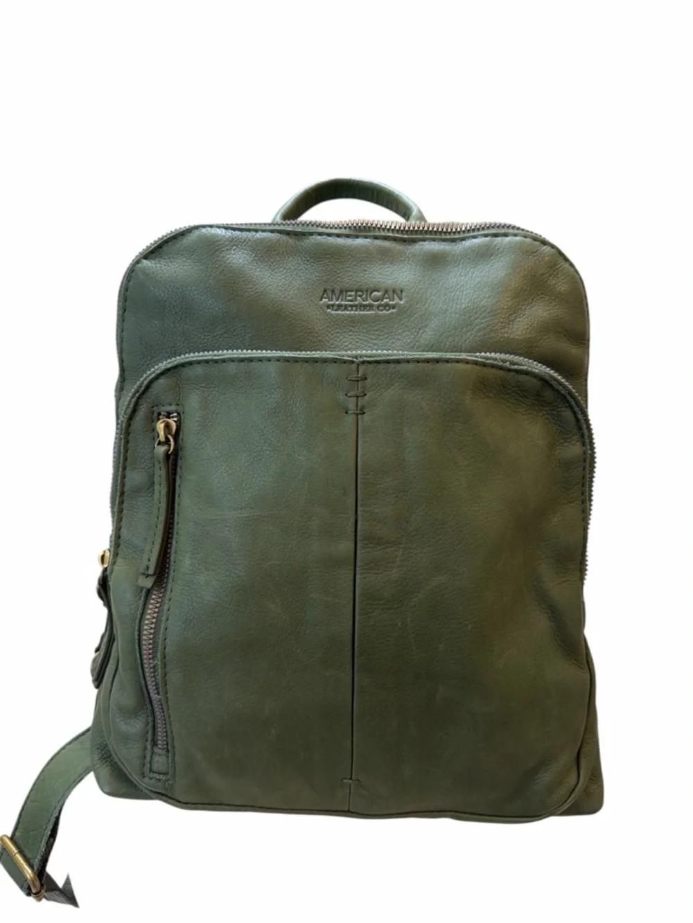 American Leather Co Olive Green Convertible Leather Backpack Soft Distressed